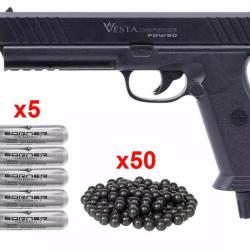 PACK PRET A TIRER Pistolet de défense Vesta PDW50 CO2 - .50 (17 joules) (50 BILLES, 10 CO2, )