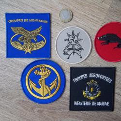 lot 5 écussons collection militaire divers insignes tissu infanterie