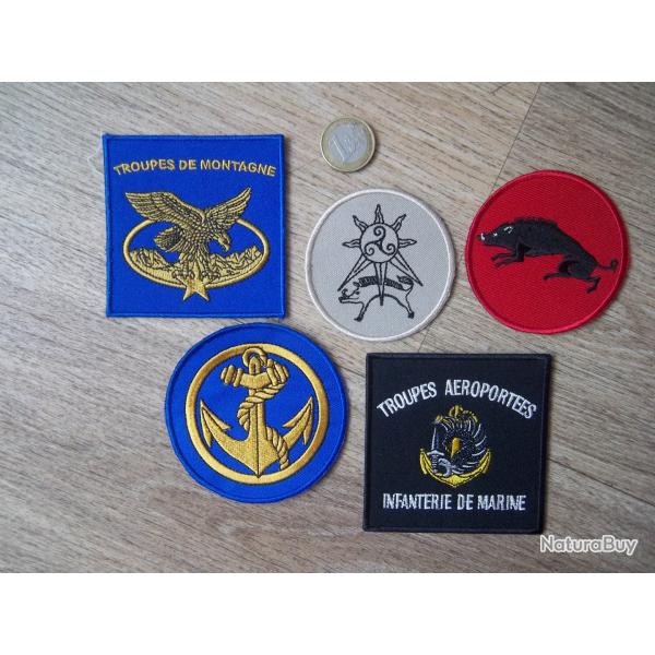 lot 5 écussons collection militaire divers insignes tissu infanterie