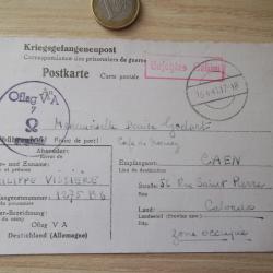 12 avril 1941 Oflag V-A Weinsberg correspondance prisonnier officier 2 ww