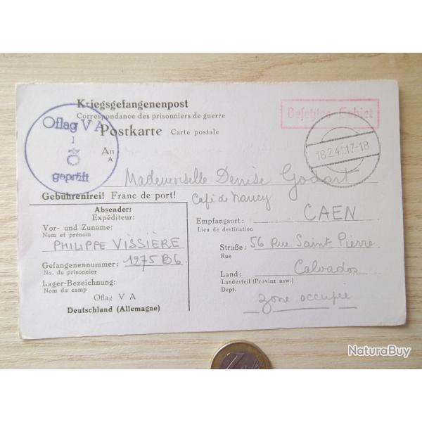 Oflag V-A Weinsberg correspondance prisonnier officier 2 ww 15 fvrier 1941