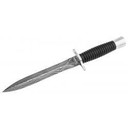 Dague Boker Acht-Acht Flak Damast - Lame 183mm - Manche Grenadille - Etui cuir