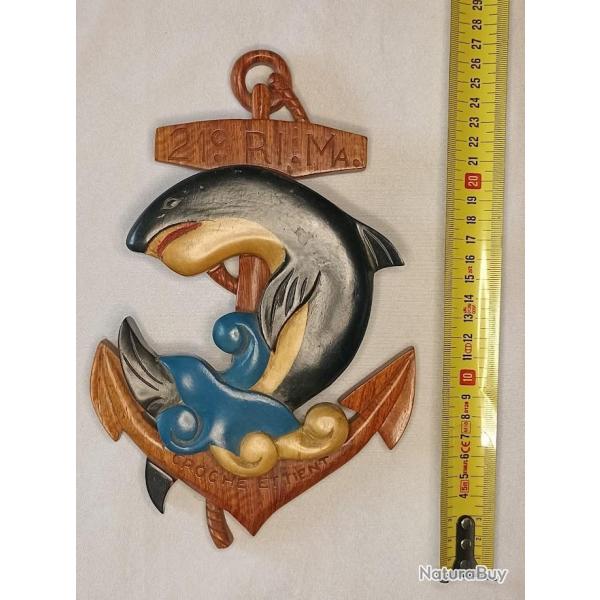 Insigne mural 21me RIMa Colonial en bois sculpt