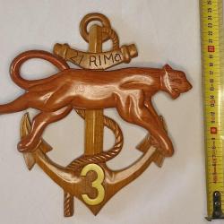 Insigne mural 21ème RIMa 3ème Compagnie Colonial en bois sculpté