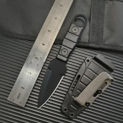Couteau de Poche Outdoor Robuste avec Gaine Kydex - Lame Inox 7 cm - Survie Randonnée Collection n°1