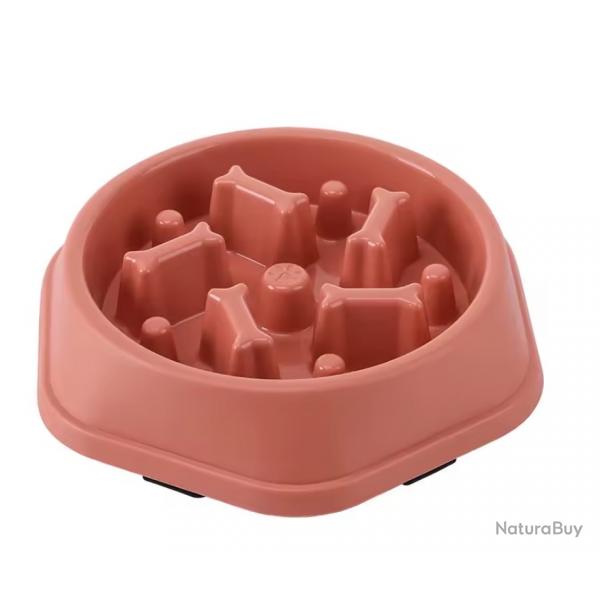 Bol Gamelle chien  alimentation lente Anti-touffement Anti-glouton 22,5cm Rose