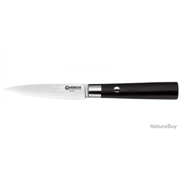 Couteau Boker Cuisine Damas Petty - Lame 100mm - Manche Plywood Noir
