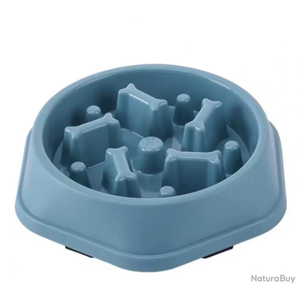 Bol Gamelle chien  alimentation lente Anti-touffement Anti-glouton 19,5cm Bleu