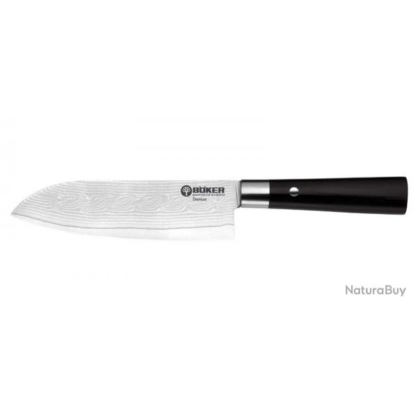 Couteau Boker Cuisine Damas Santoku - Lame 172mm - Manche Plywood Noir