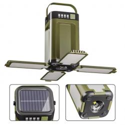 Lampe Solaire de Camping Pliable - 2000 mAh Power Bank, USB & Charge Solaire, Étanche IPX4