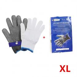 Gant Anti-Coupure Acier Inoxydable Protection Niveau 5 Boucher Cuisine Taille XL