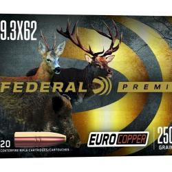 Munitions sans plomb FEDERAL cal.9.3x62 premium euro Copper 250gr par 60