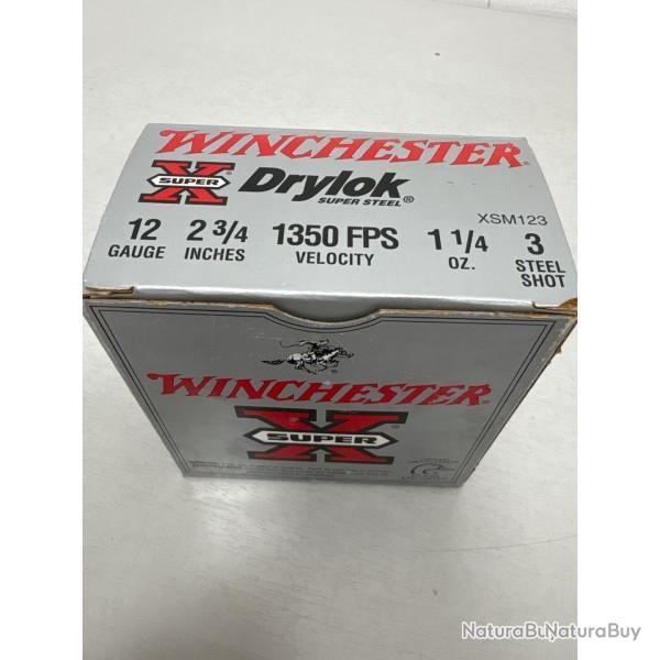 CARTOUCHES WINCHESTER DRYLOK X STEEL calibre 12/70 bj n3 x25