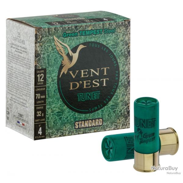CARTOUCHE TUNET VENT D'EST GREEN TEMPEST STEEL calibre 12/70 32g STD n6 acier x25