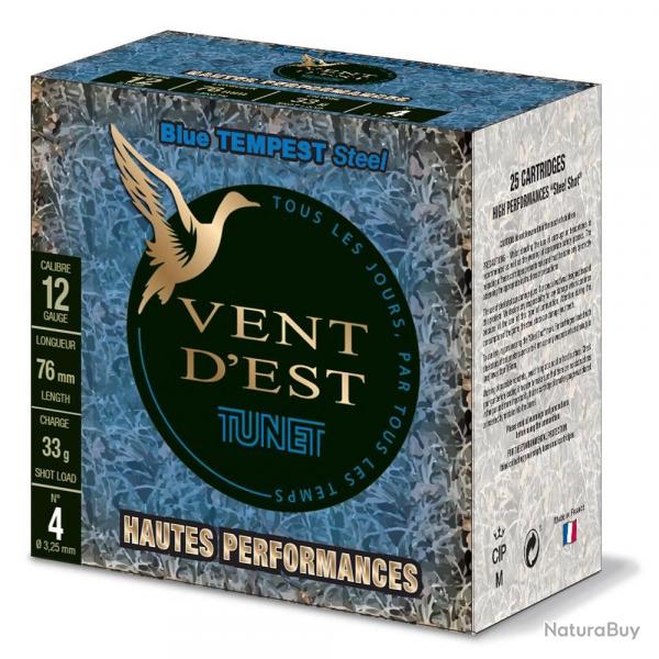 CARTOUCHE TUNET VENT D'EST BLUE TEMPEST calibre 12/76 33g HP n4A x25