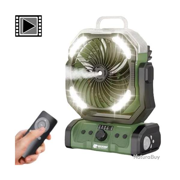 Batterie Holdcarp 20000mah + Ventilateur Brumisateur Double Moteur intgr avec Tlcommande