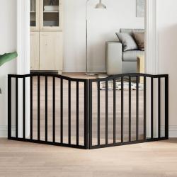 Barrière pour chien pliable 2 panneaux noir bois de peuplier alsavelo