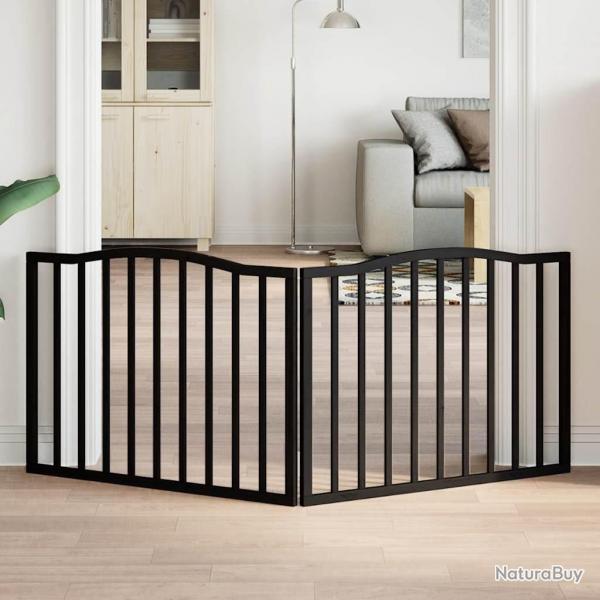 Barrire pour chien pliable 2 panneaux noir bois de peuplier alsavelo