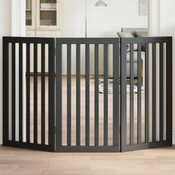 Barrière pour chien pliable 3 panneaux noir bois de peuplier