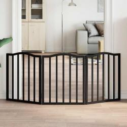 Barrière pour chien pliable 3 panneaux noir bois de peuplier