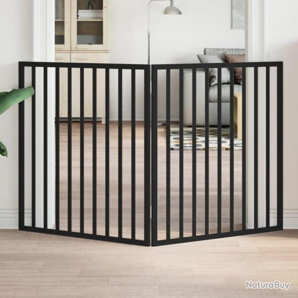 Barrire pour chien pliable 2 panneaux noir bois de peuplier