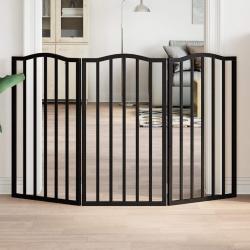 Barrière pour chien pliable 3 panneaux noir bois de peuplier