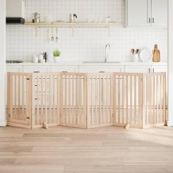 Barrière pour chiens avec porte 6 panneaux bois de peuplier