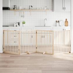 Barrière pour chiens avec porte 4 panneaux bois de peuplier