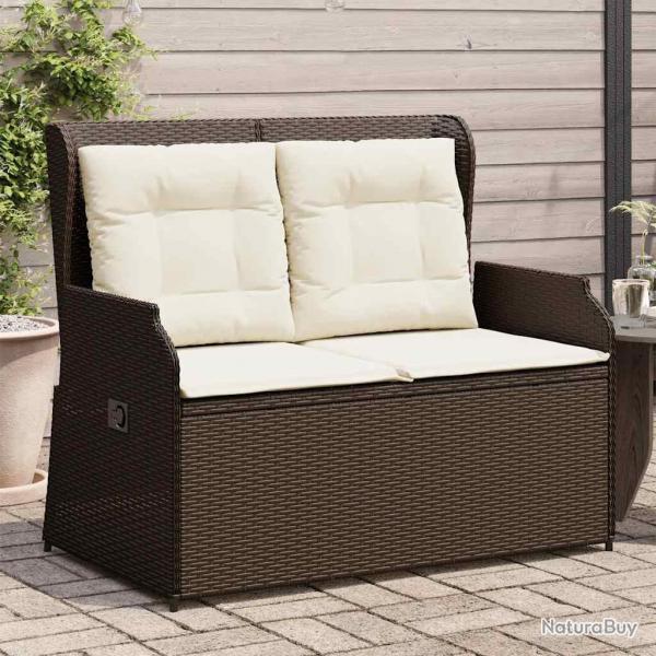 Banc inclinable de jardin avec coussins marron rsine tresse