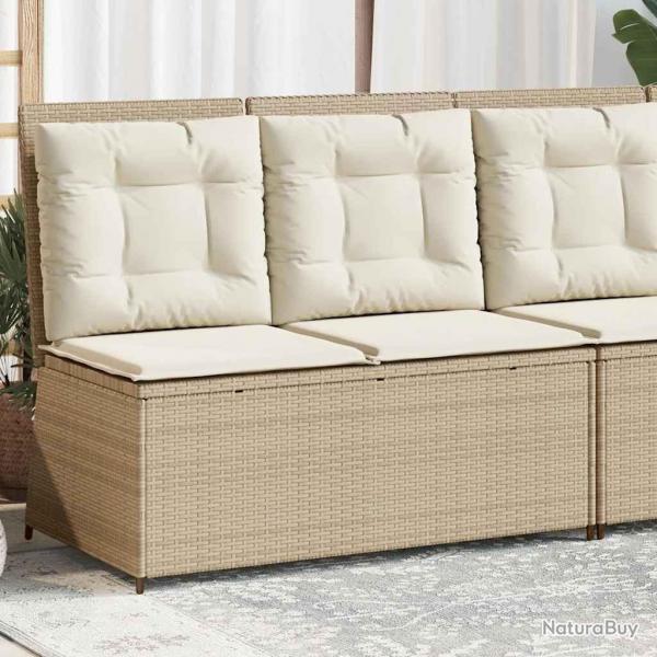 Banc inclinable de jardin avec coussins beige rsine tresse