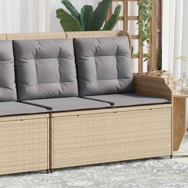 Banc inclinable de jardin avec coussins beige rsine tresse
