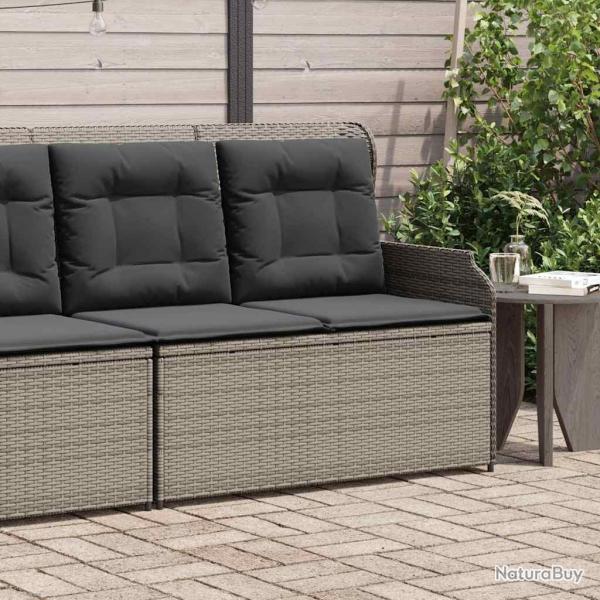Banc inclinable de jardin avec coussins gris rsine tresse
