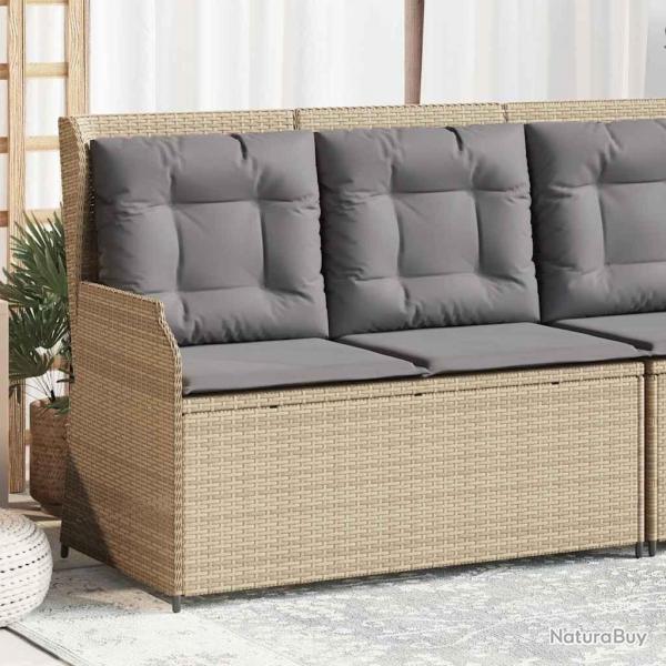 Banc inclinable de jardin avec coussins beige rsine tresse