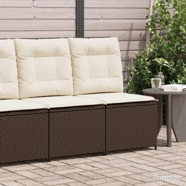 Canap inclinable de jardin avec coussins marron rsine tresse