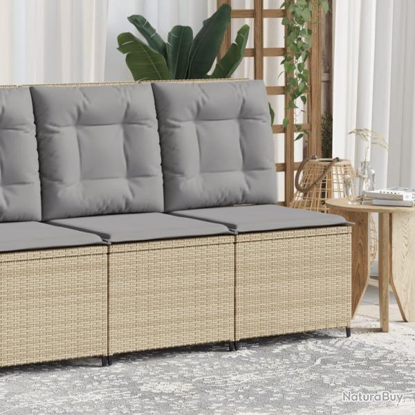 Canap inclinable de jardin avec coussins beige rsine tresse