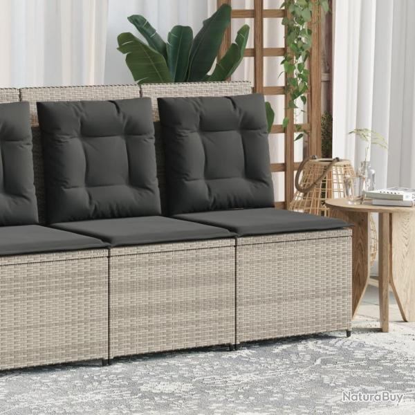 Canap inclinable de jardin coussins gris clair rsine tresse