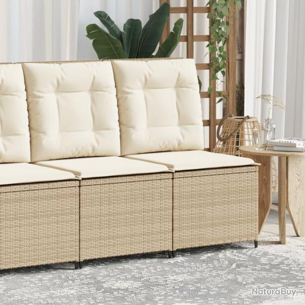 Canap inclinable de jardin avec coussins beige rsine tresse
