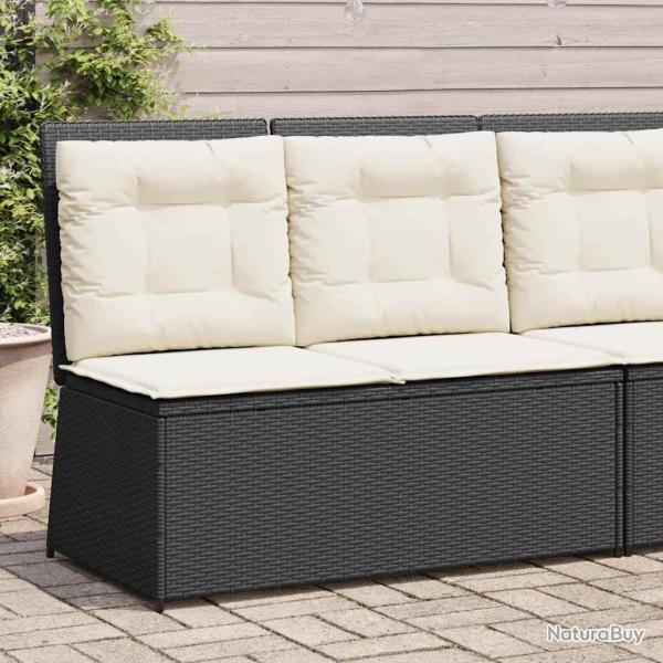 Banc inclinable de jardin avec coussins noir rsine tresse