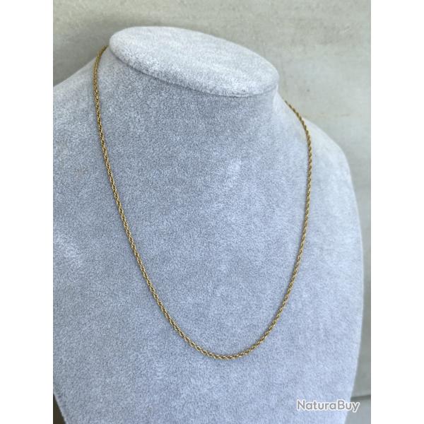 Jolie chaine or jaune 18 carats - 46 cm - collier maille forat ronde double