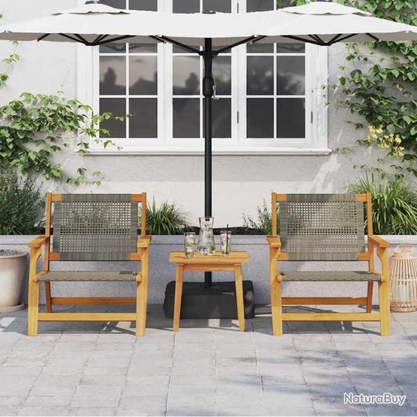 Chaises de Jardin 2 pcs Grises 76x67x73.5 cm Bois d'Acacia Solide