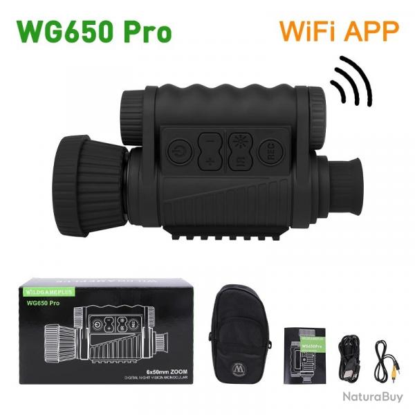 Monoculaire Vision Nocturne WG650 Pro 6x50 Camra Photo/Vido HD 200m Zoom 5x Chasse Jour/Nuit