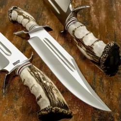 Magnifique couteau de chasse - Acier J2 - Bois de Cerf (4)