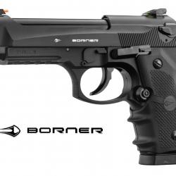 Pistolet Borner Sport culasse  métal mobile 3 Joules /  Co2  Billes Acier Cal 4.5