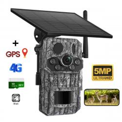 PROMO - Caméra de Chasse 4G Solaire 2K 5MP avec PIR, Vision Nocturne Infrarouge, IP66 Étanche