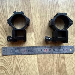 deux supports a vis 30mm picatinny alumium
