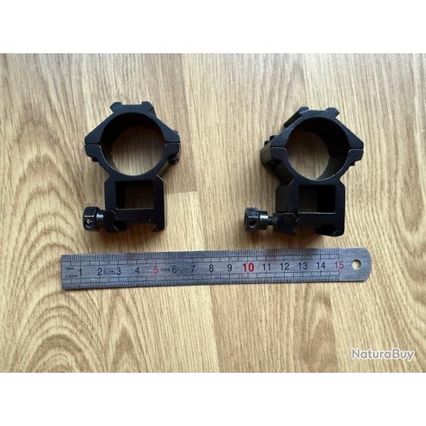 deux supports a vis 30mm picatinny alumium