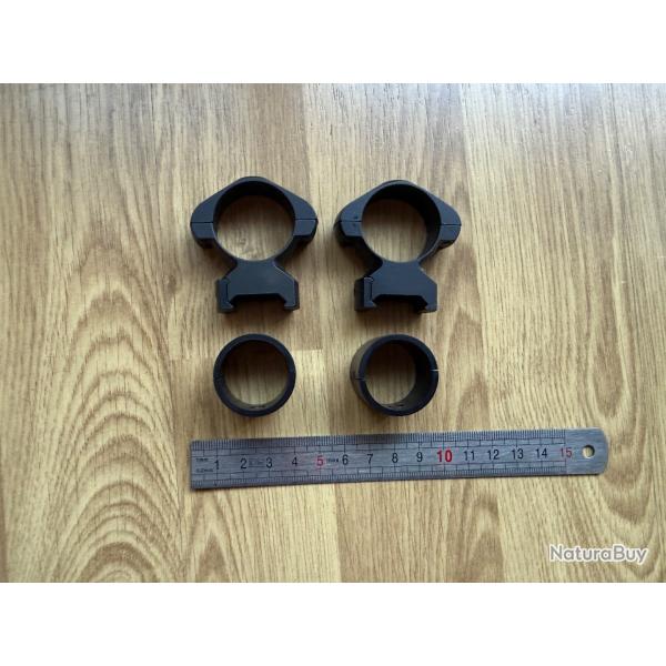 montage lunette acier 30mm 25.4mm picatinny weaver
