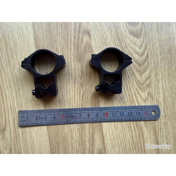 2 montures aluminium 25.4mm picatinny weaver