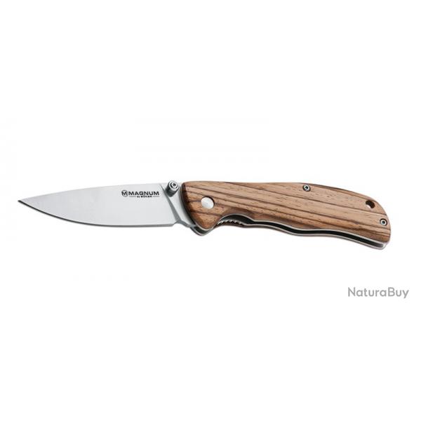 Bker Magnum Couteau Backpacker - Lame 86mm - Manche Bois - Clip