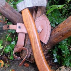 Hache Damas Hache de Jarl Viking Lame Acier Damas 512 Couches Manche Bois Etui Cuir Fabr Artisanale
